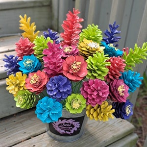 One Dozen Summer Painted Pinecone Flowers, Handmade Floral Decor image 9