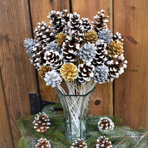 Assorted Gold Pinecone Picks - Christmas Holiday Florals - Florals