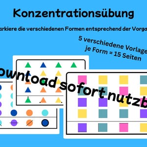 Pdf download: Concentration exercise with shapes