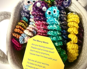 Worry Worm Crochet Pattern: Easy Stress Fidget Toy (PDF Pattern)