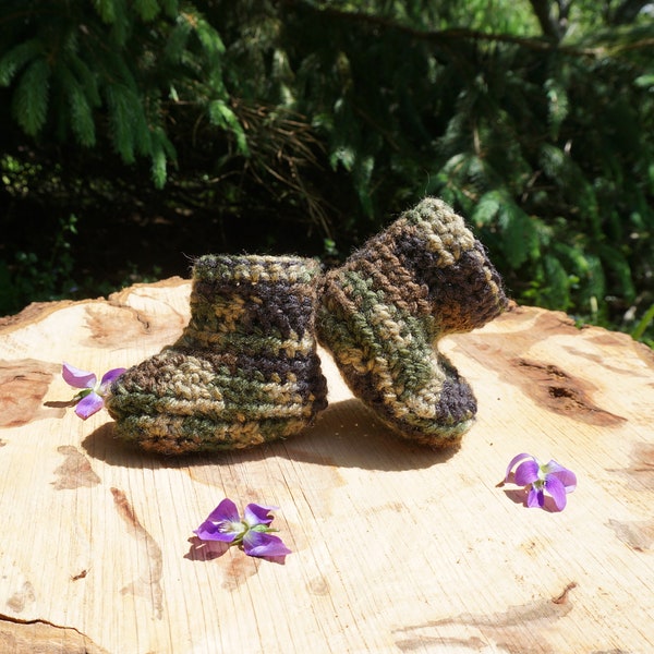 Newborn Camo Baby Booties, camouflage, baby camo, camo baby