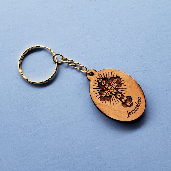 Set of TEN Olive Wood Key Chains .