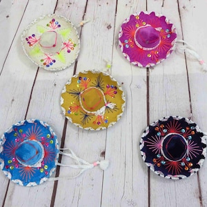 5-Pack Mini Sombrero Decorations – 6” Mexican Fiesta Hats, Assorted Colors Party Decor