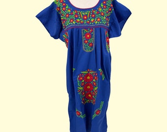 Vintage Handmade Jora Floral Embroidered Maxi Dress Blue Stunning M/L - Etsy