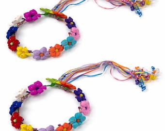 2 Pack Mexican Flower Crown Headband, Paper Mache Fiesta Halo Accessory