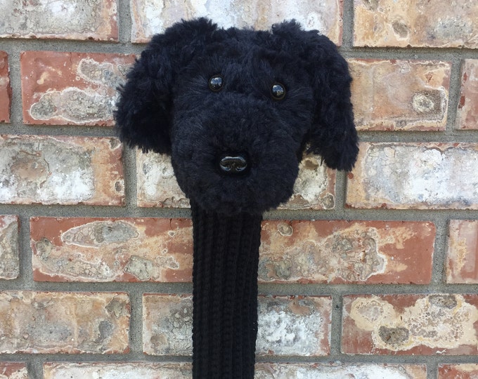 Black Doodle Dog Golf Head Cover, Cockapoo Head Cover, Black Dog Club Cover, Golf Head Cover