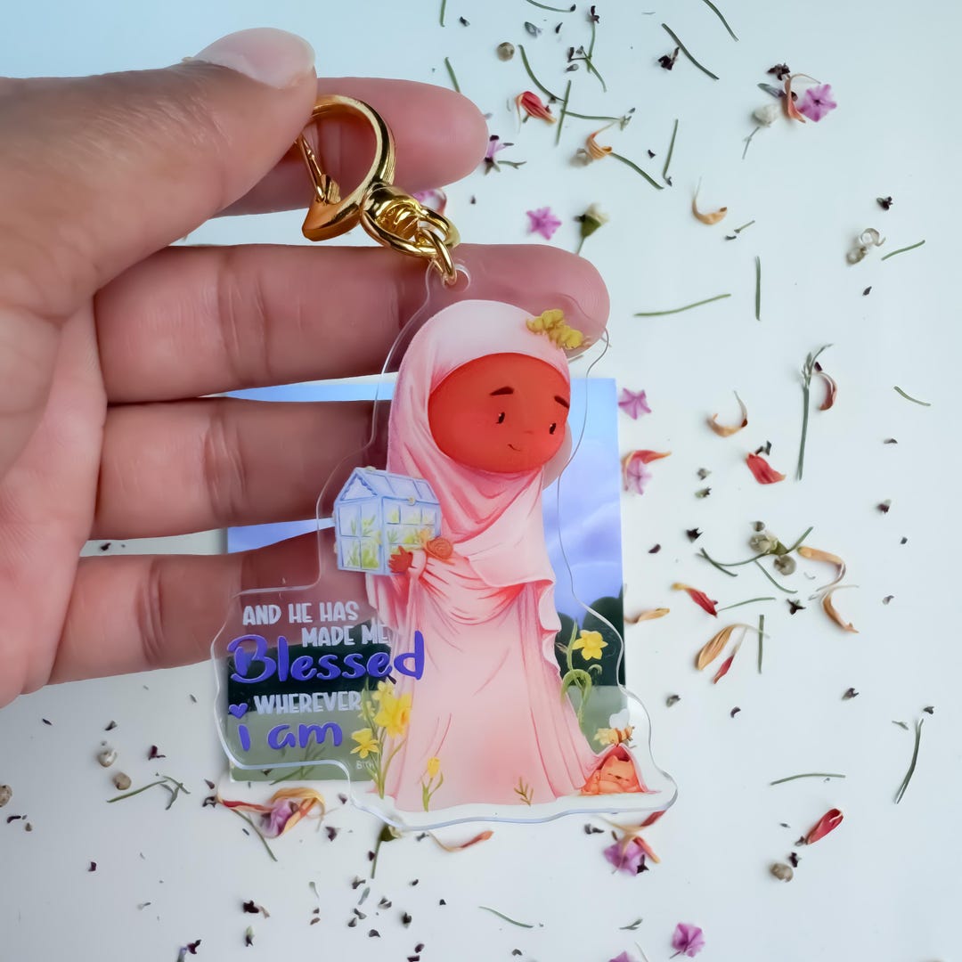 Hijabi Keychain With Quote, Islamic Keychain, Muslim Keychain, Acrylic ...