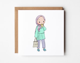 Hijabi Card - Muslimah Card - Muslim Girl Card - Islamic cards - Pinkq Store greeting cards