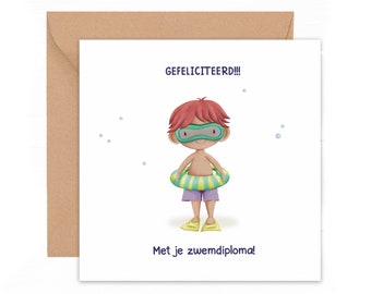 congratulations on your swimming diploma, swimming graduation, congratulations card, card for a boy