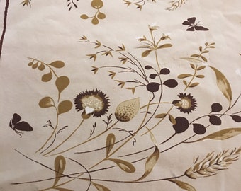 Vintage Christmas Tablecloth California Hand Print Vat Dyed 1950s Tablecloth Xmas Advent Decor