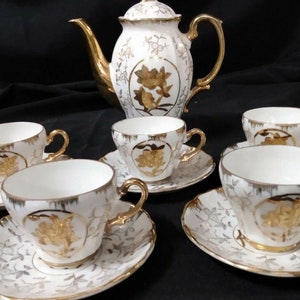 Vintage Nic Toe Co 22K Gold & China Tea Set 12 pieces Prestine German
