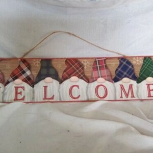 Welcome Gnome Christmas Hanging Sign 24 in. Long