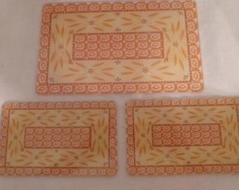 Temp-Tations Ovenware Old World Fall Harvest Orange Glass Trivets Set de 3