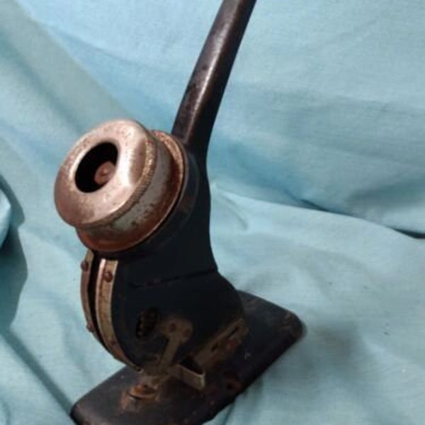 Antique Bates Ajax Eyelet Fastener Eyeleter Hand Press Punch Tool Cast Iron