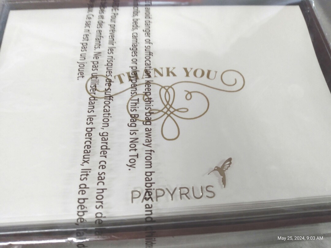 New Papyrus Boxed Blank Note Cards Gold Foil Thank You 16 Ct. Cards ...