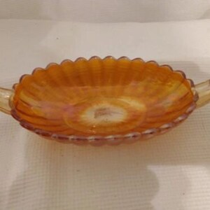 Vintage Indiana Carnival Glass Marigold Oval Bowl 8&quot; x 4&quot;