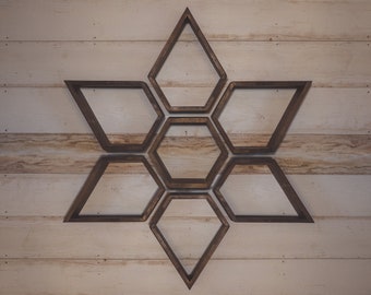 Set of 7 | Rustic Flower/Teardrop/Diamond/Geometric Shelf/Essential Oils/Custom/Bedroom/Living Room/Nursery/Wooden/Shelf/Decor/Wall Art