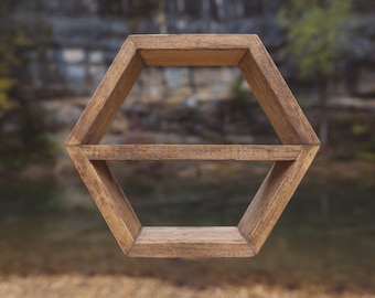 Set of Three | Rustic Honeycomb With Inner Shelf/Essential Oils/Hexagon/Circle Shelf/Custom/Bedroom/Living Room/Nursery/Shelf/Decor/Wall Art