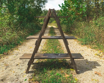 Rustic Cascade Ladder Shelf/ 3-Tier Bookcase/ A-Frame Ladder Shelf/ Custom/ Bedroom/ Living Room/ Nursery/ Wooden/ Shelf/ Decor/ Furniture