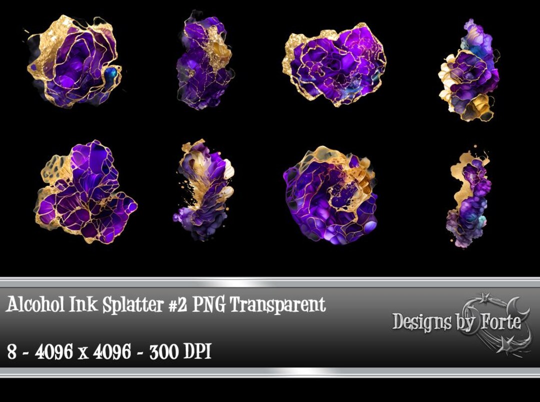 Purple Alcohol Ink Splatter Clip Art: Scrapbook PNG (digital Download ...