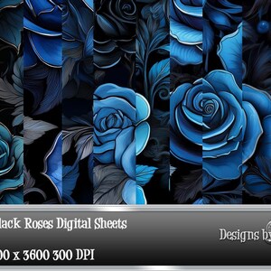 Blue & Black Roses Digital Sheets
