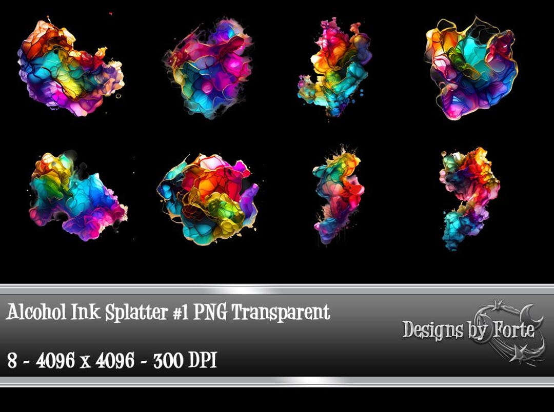 Alcohol Ink Splatter Clip Art - Digital Backgrounds, Instant Download ...