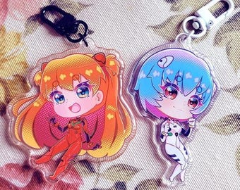 Llavero Asuka y Rei Evangelion