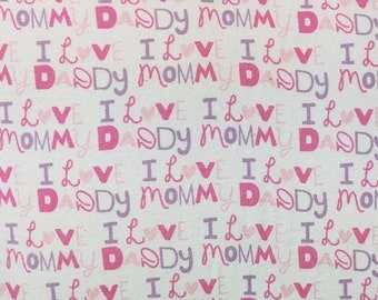 I Love Mommy Daddy pillowcase cover only, Day Care Toddler pillowcase I Love Mommy Daddy Flannel Envelope style cover, Grandma's house