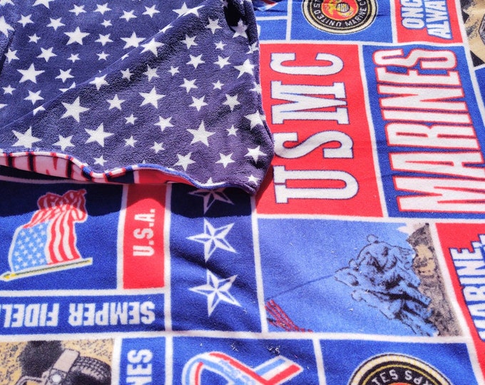 US Marine Corps Lap Blanket Lap Blanket Reversible US Marine Corps Fleece/stars Fleece USMC Gift