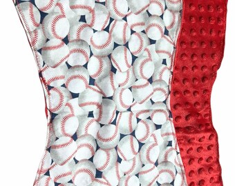 Baseball Spucktuch 2er Set | Flanell & Minky Spucktücher | Konturierte Baby Spucktücher | Sport Baby Geschenk | Versandfertig