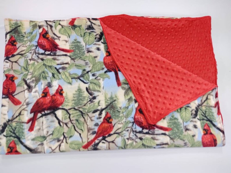 Cardinal Lap Blanket 36 X 60 Reversible Minky Etsy