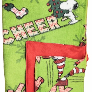 Christmas Snoopy Blanket 36”x60” | Reversible Fleece Peanuts Lap Blanket | Holiday Couch, Chair, Office, Wheelchair Throw