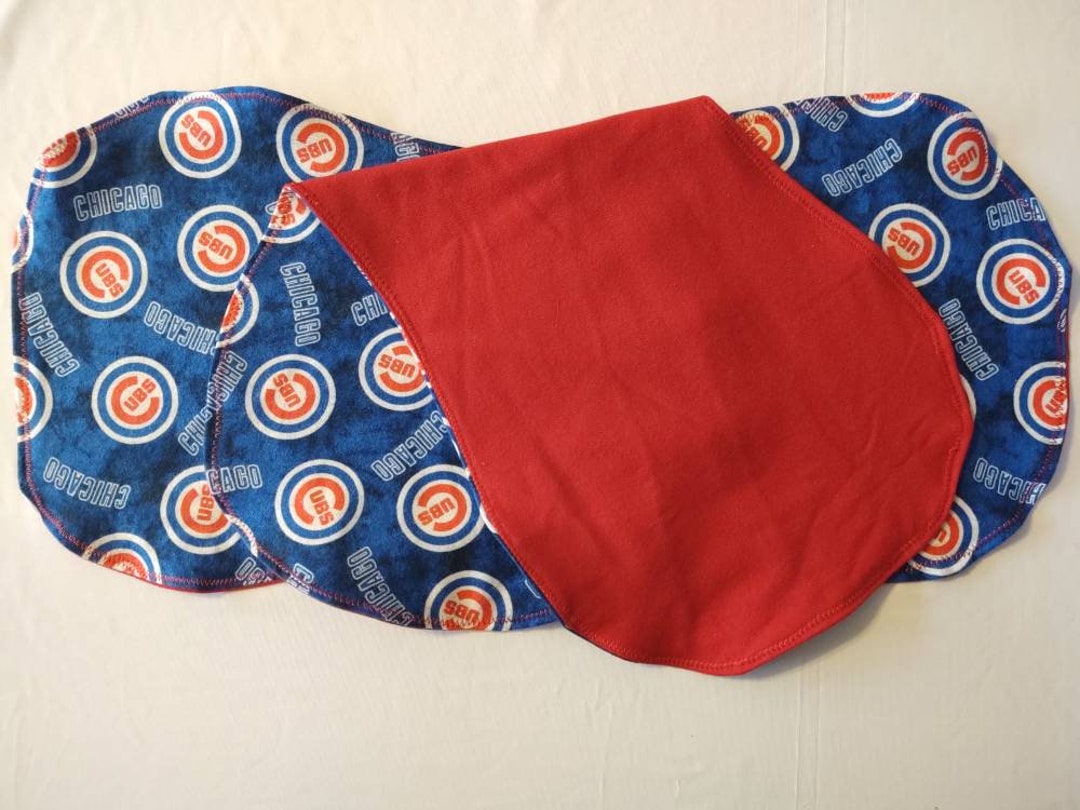 Burp Cloth Set of 2 Chicago Cubs Baby Reversible Flannel Contoured Cubs