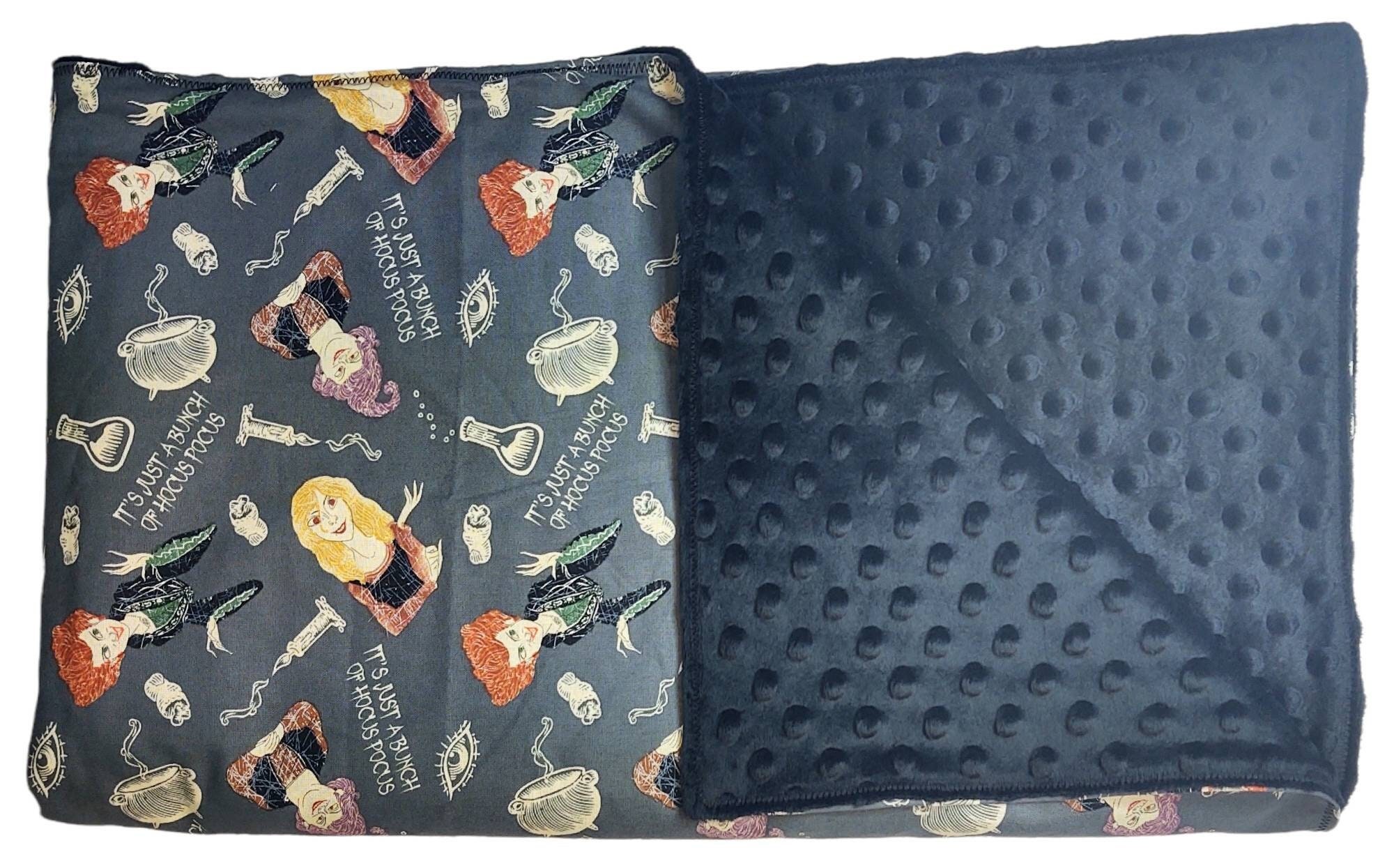 Hocus Pocus Halloween Lap Blanket 36"*60" Reversible Cotton with Minky backing Halloween Blanket. Chair, couch, office. Toddler bed blanket