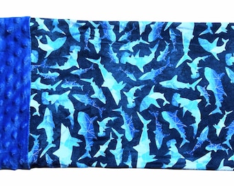 Shark Flannel Pillowcase with Minky Cuff | Cozy Kids Bedding, French Seam Finish