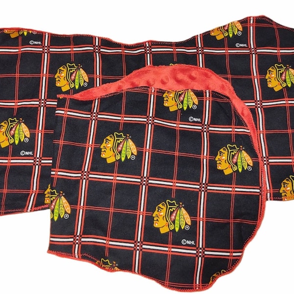 Chicago Blackhawks Baby Burp Cloth set of 2 | Chicago Blackhawks Baby Shower Gift|Chicago sports Baby Gift| Flannel/Fleece soft absorbency