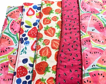 Fresh Fruit Unpaper Towels Set of 5 | 3 Sets to choose from |Reusable Paperless Towels | Eco Friendly Kitchen Cloths | Fruit Kitchen Decor