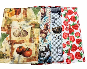 Farm Life Unpaper Towels Set of 5 | Reusable Paperless Towels | Farmhouse Kitchen Cloths | Eco Friendly Kitchen Decor | Ready to Ship