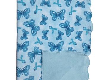 Ovarian Cancer Awareness Teal Fleece Blanket. 36&quot; x 60&quot; Fleece Real Ribbon Teal Fleece Ovarian Cancer Awareness Blanket.