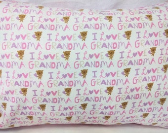 Housse de taie d'oreiller I Love Grandma seulement, taie d'oreiller pour enfant en bas âge Day Care I Love Grandma Flannel Envelope style cover, Car Toddler 13"* 18" cover