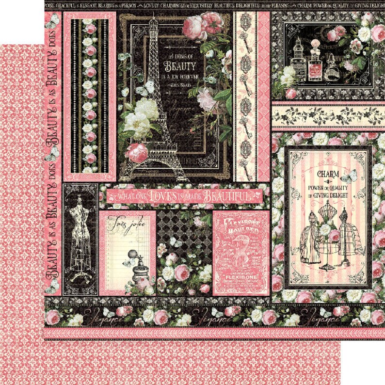 PRE-ORDER 24 Sheets Graphic 45 Elegance 8X8 Double-Sided Paper Pad Dress Form Vintage Paris