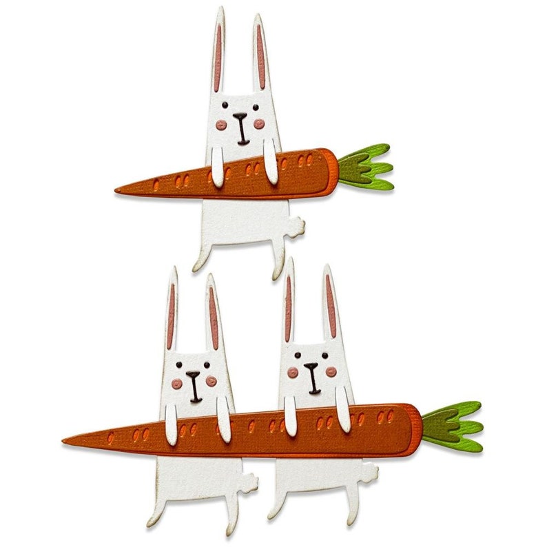 PRE-ORDER 665213 11pk Tim Holtz Carrot Bunny Thinlits Die Set Easter Rabbit Spring Sizzix Chapter 1