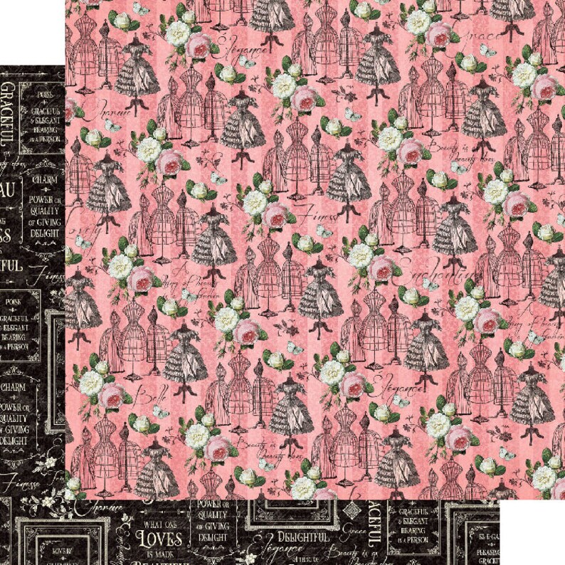 PRE-ORDER 24 Sheets Graphic 45 Elegance 8X8 Double-Sided Paper Pad Dress Form Vintage Paris