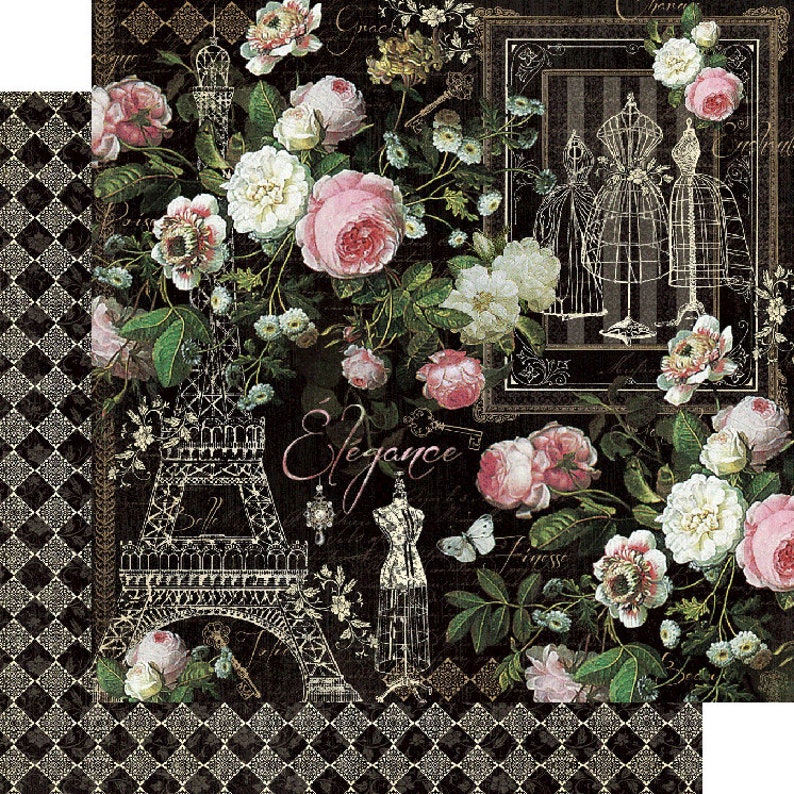 PRE-ORDER 24 Sheets Graphic 45 Elegance 8X8 Double-Sided Paper Pad Dress Form Vintage Paris
