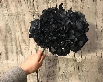 Black Preserved Hydrangea Bouquet, Dried Floral Arrangement