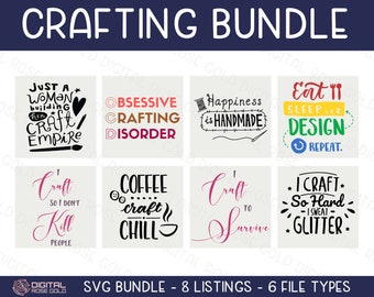 Crafting Bundle - SVG BUNDLE - Craft Room SVG Decor, Cricut & Silhouette Designs, Funny Sewing Designing Glitter Crafting Decorating Files