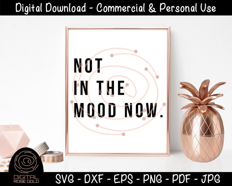 Not In The Mood Now Sarcastic SVG, Bad Mood SVG, funny moody printable, Cricut or Silhouette SVG Files, Personal or Commercial Use image 1