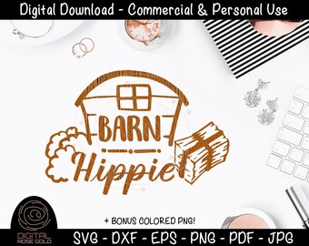 Barn Hippie - Funny Animal SVG, Barnhouse Farm SVG, Summer Outdoor Animals Design, Hay Horses Printable, Farm Decor, Funny Hippie Gift