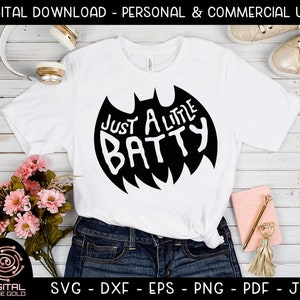 Just A Little Batty Funy Fall SVG, Halloween SVG, Scary Costumes Bat Design, Kids Halloween Shirt, Funny Holiday Party, Digital Cut File image 2