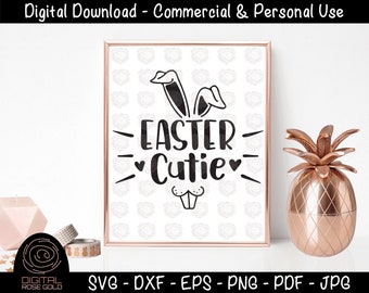 Easter Cutie - Easter SVG, Bunny Rabbit SVG, Easter Sunday, Easter Shirt, Animal svg, Personal and Commercial Use SVG Digital Files